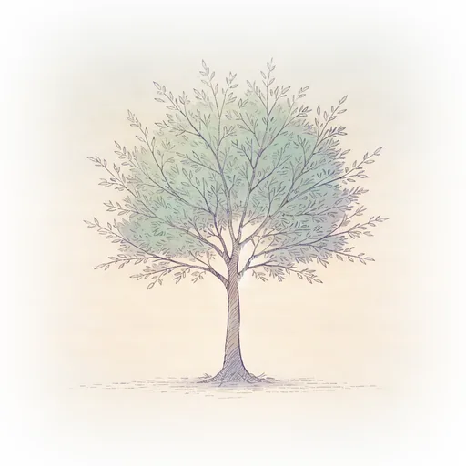 Hey Dewey app icon — a hand-drawn tree