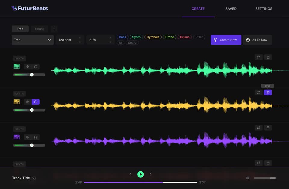 Thumbnail image of the FuturBeats website, which provides a platform for users to register and purchase credits for the FuturBeats music production application.