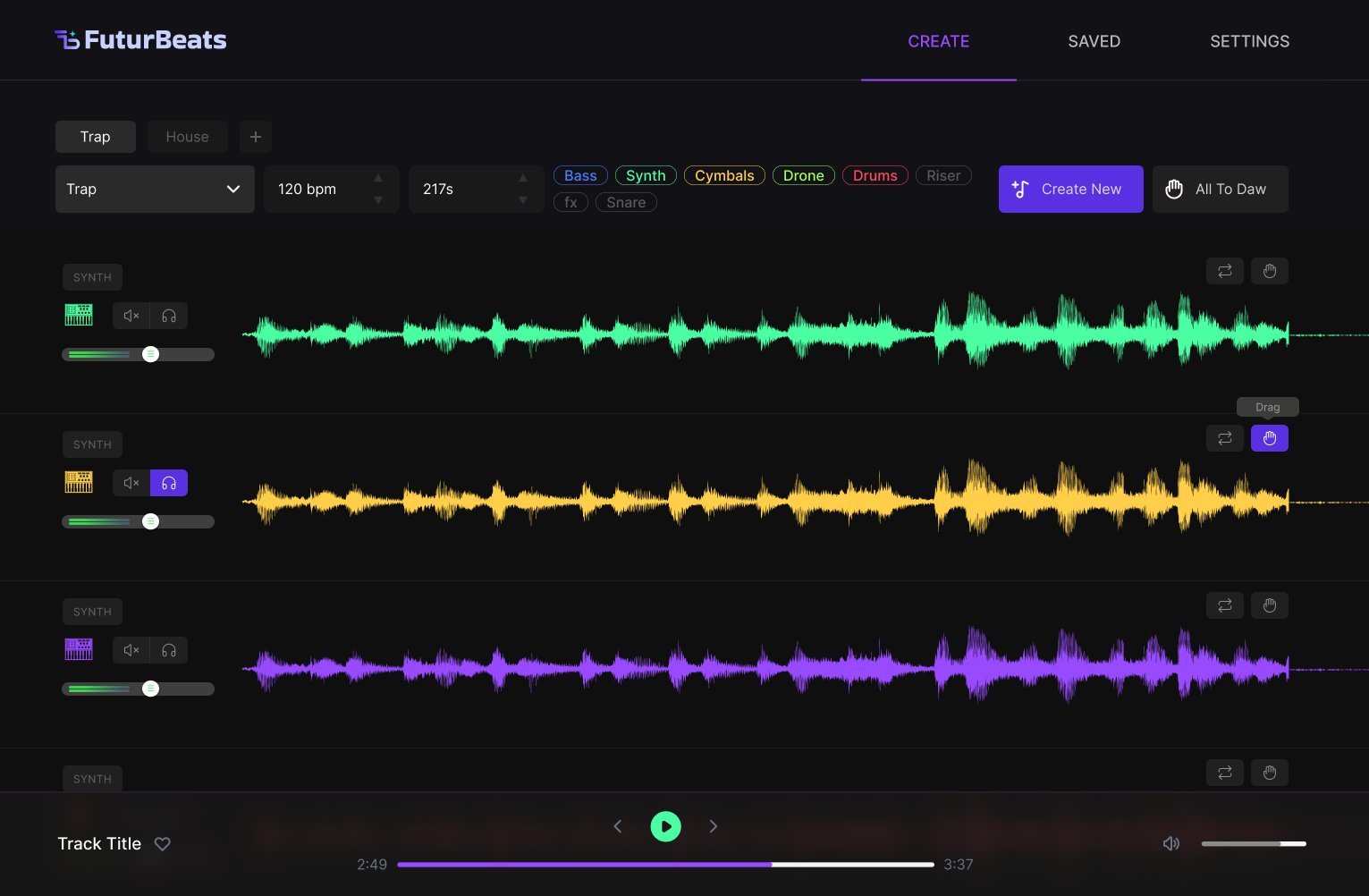 Thumbnail image of the FuturBeats website, which provides a platform for users to register and purchase credits for the FuturBeats music production application.